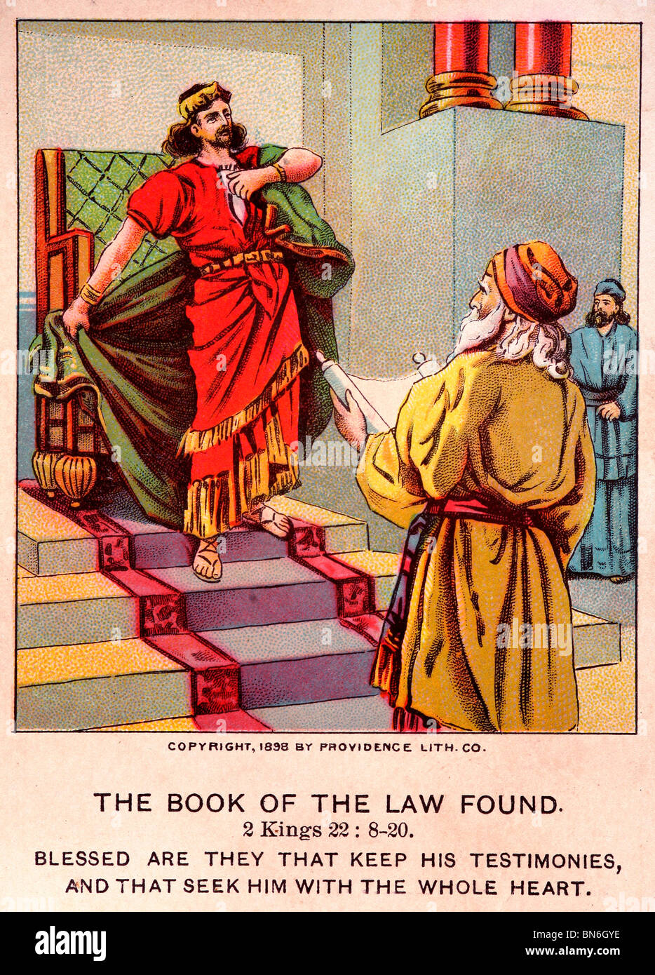 Artwork old Bible-Card `The Book of Law` found Stock Photo